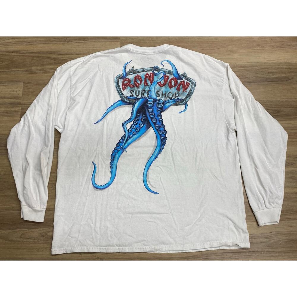 VTG Y2K Men Ron Jon Surf Shop octopus graphic long sleeve t-shirt, 2XL